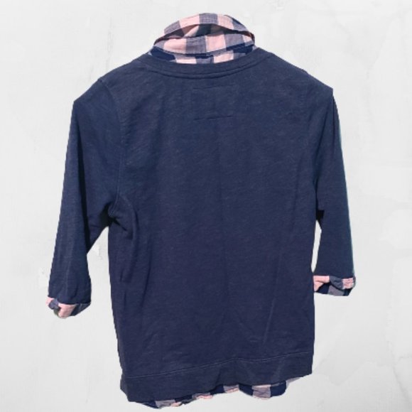 Plaid faux button down sweater top- Small - Picture 2 of 4